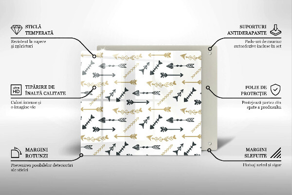 Skleněná krájecí deska Vzor boho šipky