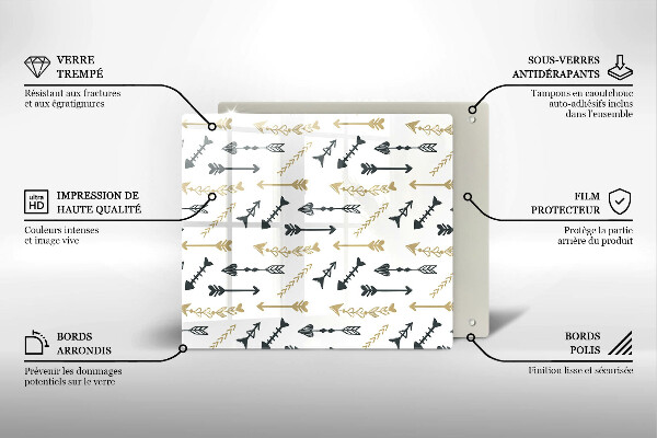 Skleněná krájecí deska Vzor boho šipky