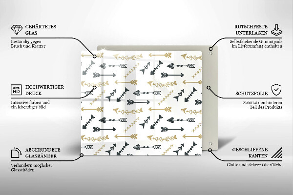 Skleněná krájecí deska Vzor boho šipky