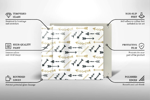 Skleněná krájecí deska Vzor boho šipky