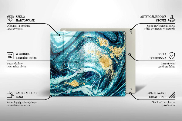 Skleněná deska do kuchyně Modré zlato abstrakce