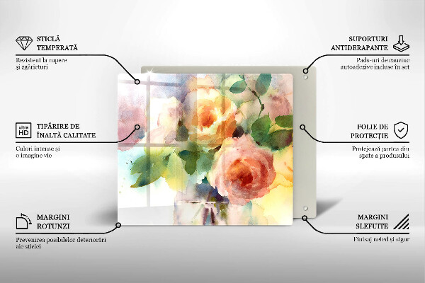 Krájecí prkénko skleněné Malované květiny