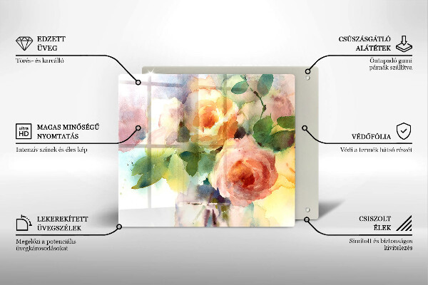 Krájecí prkénko skleněné Malované květiny