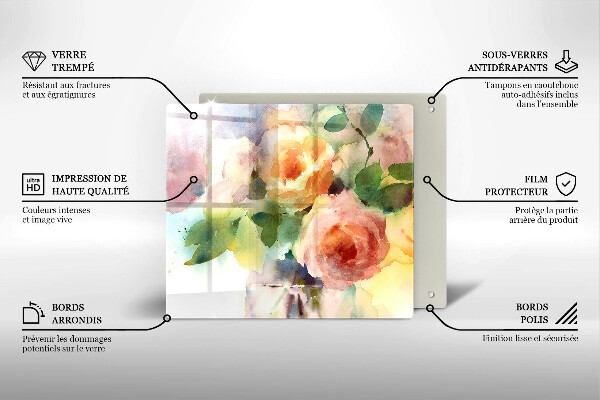 Krájecí prkénko skleněné Malované květiny