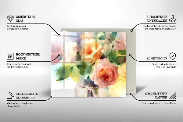 Krájecí prkénko skleněné Malované květiny