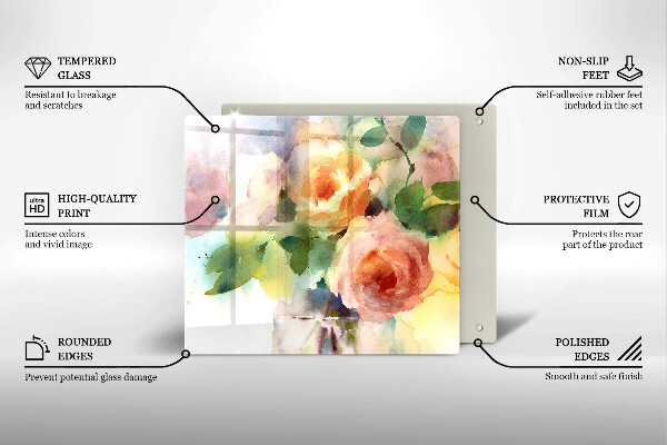 Krájecí prkénko skleněné Malované květiny