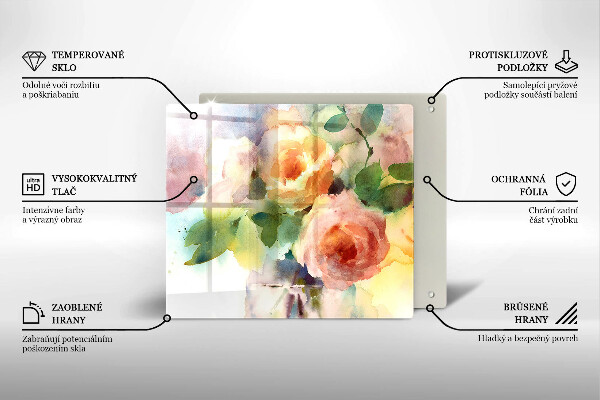 Krájecí prkénko skleněné Malované květiny