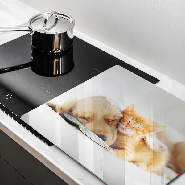 Krájecí prkénko skleněné Zvířata pes a kočka