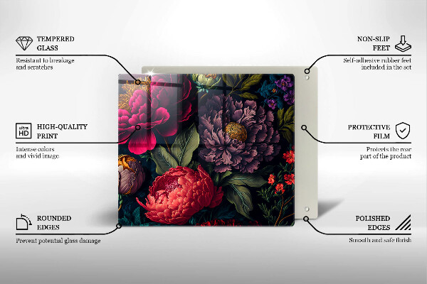 Krájecí prkénko skleněné Krásné květiny