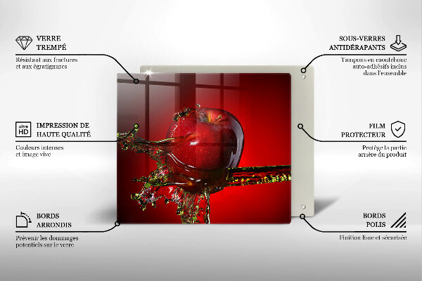 Skleněná krájecí deska Apple ovoce ve vodě