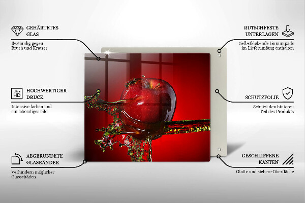 Skleněná krájecí deska Apple ovoce ve vodě