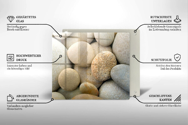 Skleněná krájecí deska Vzor oválných kamenů