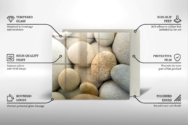 Skleněná krájecí deska Vzor oválných kamenů