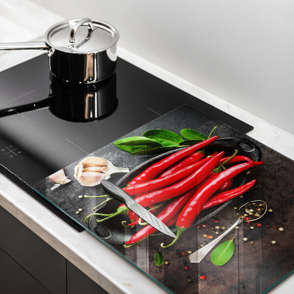 Skleněná krájecí deska Červené chilli papričky