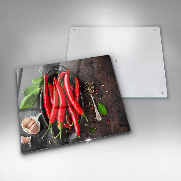 Skleněná krájecí deska Červené chilli papričky