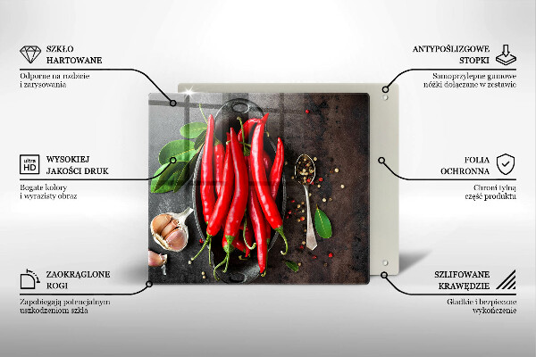 Skleněná krájecí deska Červené chilli papričky