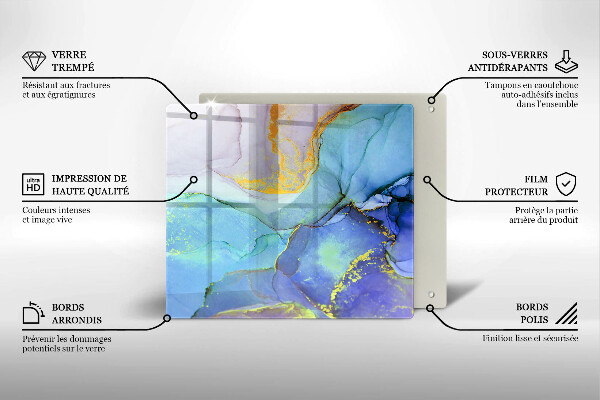 Skleněná deska do kuchyně Prasklý zlatý kámen