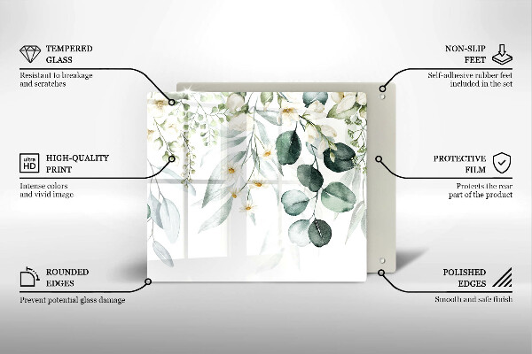 Krájecí prkénko skleněné Akvarel rostliny