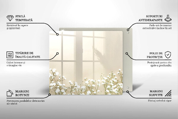 Krájecí prkénko skleněné Sádrové boho květiny