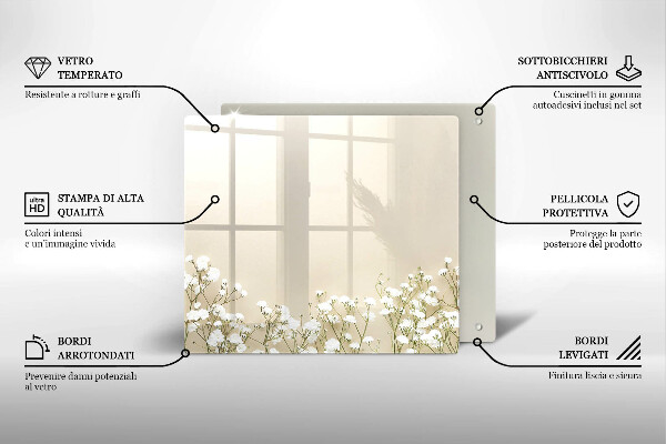 Krájecí prkénko skleněné Sádrové boho květiny