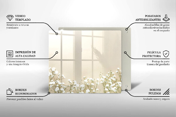 Krájecí prkénko skleněné Sádrové boho květiny