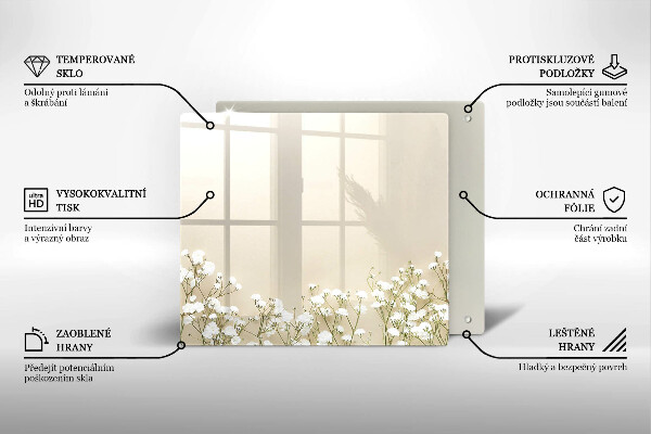 Krájecí prkénko skleněné Sádrové boho květiny