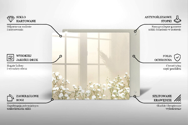 Krájecí prkénko skleněné Sádrové boho květiny