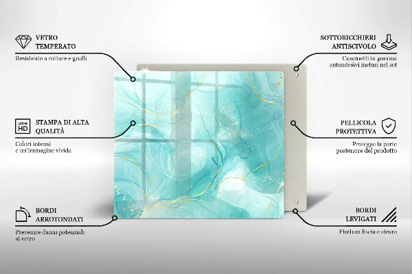 Krájecí prkénko skleněné Modrá a zlatá abstrakce