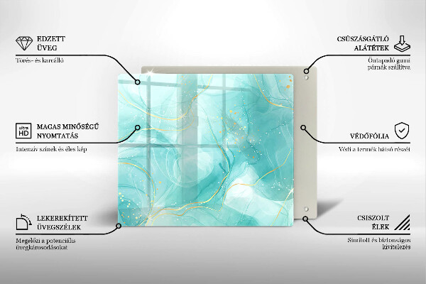 Krájecí prkénko skleněné Modrá a zlatá abstrakce