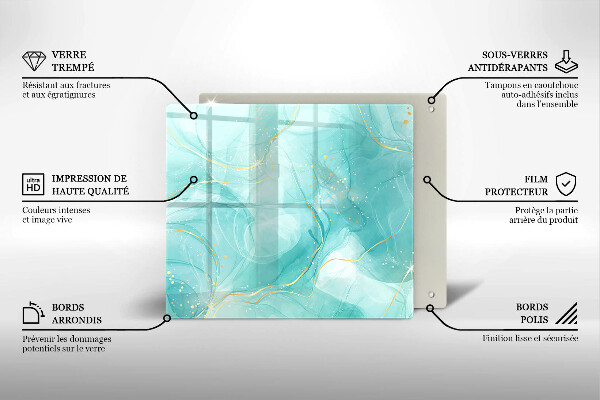 Krájecí prkénko skleněné Modrá a zlatá abstrakce