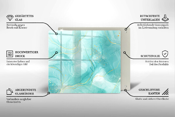 Krájecí prkénko skleněné Modrá a zlatá abstrakce