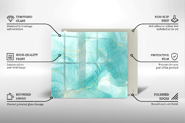 Krájecí prkénko skleněné Modrá a zlatá abstrakce