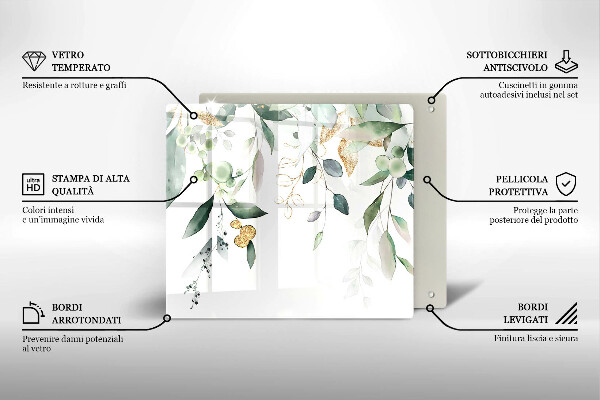 Krájecí prkénko skleněné Akvarel listy