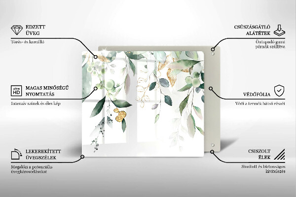 Krájecí prkénko skleněné Akvarel listy