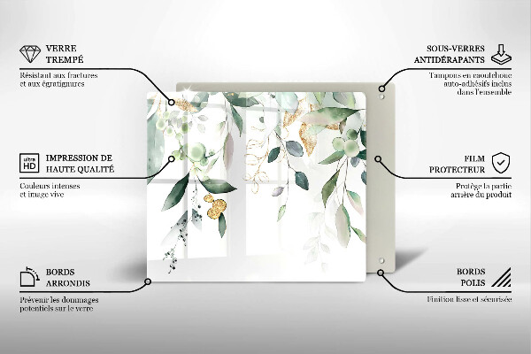 Krájecí prkénko skleněné Akvarel listy