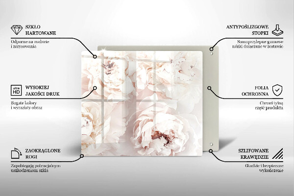 Krájecí prkénko skleněné Pastelové pivoňky