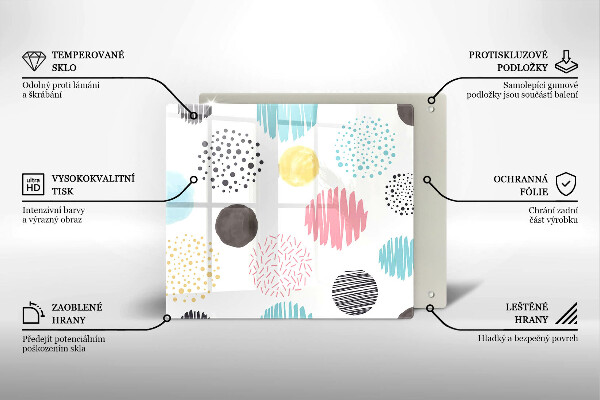 Krájecí prkénko skleněné Malované tvary