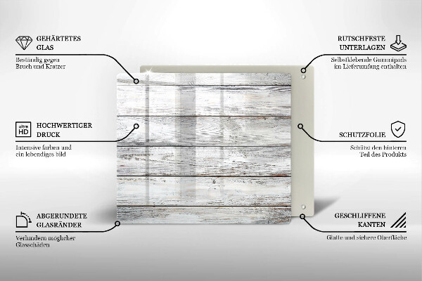 Krájecí prkénko skleněné Světlé dřevěné desky