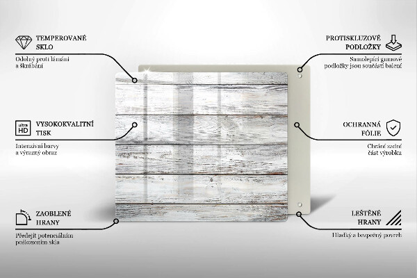Krájecí prkénko skleněné Světlé dřevěné desky