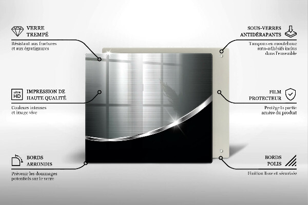 Krájecí prkénko skleněné Abstrakce s kovem