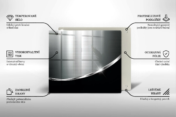 Krájecí prkénko skleněné Abstrakce s kovem