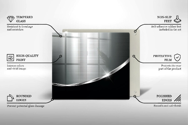 Krájecí prkénko skleněné Abstrakce s kovem