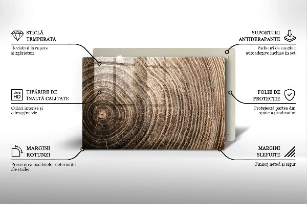Krájecí prkénko skleněné Dřevěné kroužky
