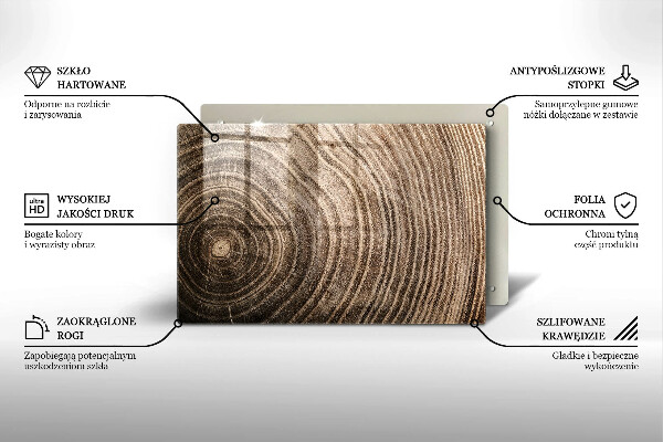 Krájecí prkénko skleněné Dřevěné kroužky