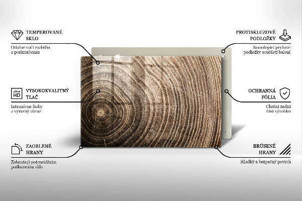 Krájecí prkénko skleněné Dřevěné kroužky