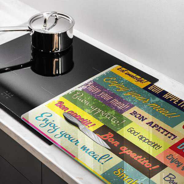 Skleněná deska do kuchyně Titulky jazyky dobré chuti