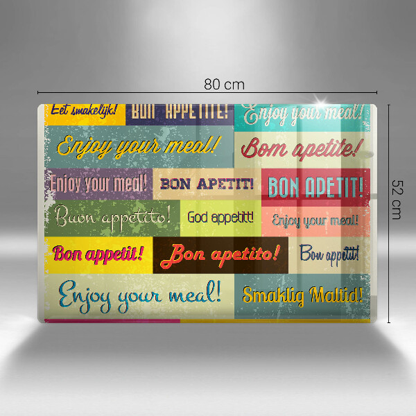 Skleněná deska do kuchyně Titulky jazyky dobré chuti