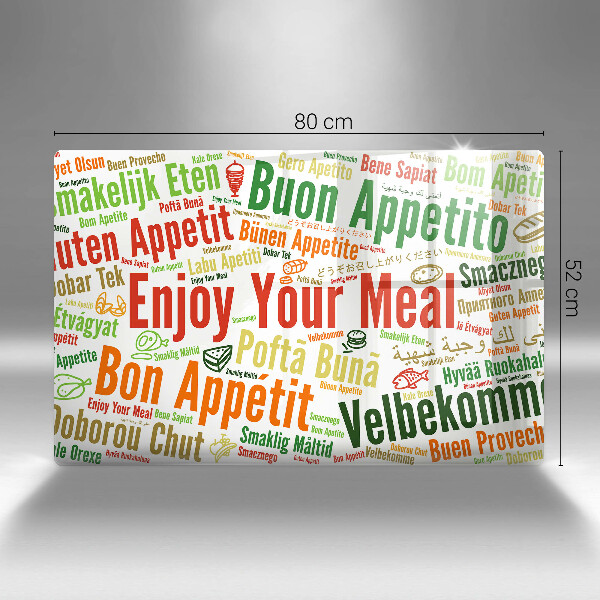 Skleněná deska do kuchyně Titulky jazyky dobré chuti