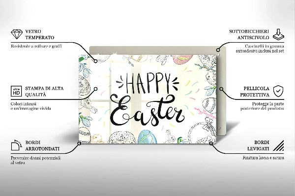 Krájecí prkénko skleněné Happy easter