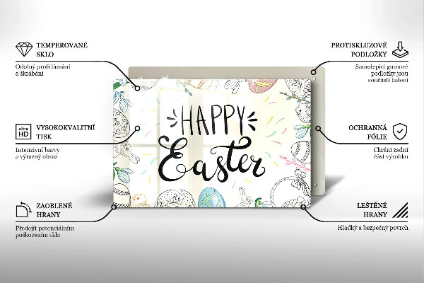 Krájecí prkénko skleněné Happy easter